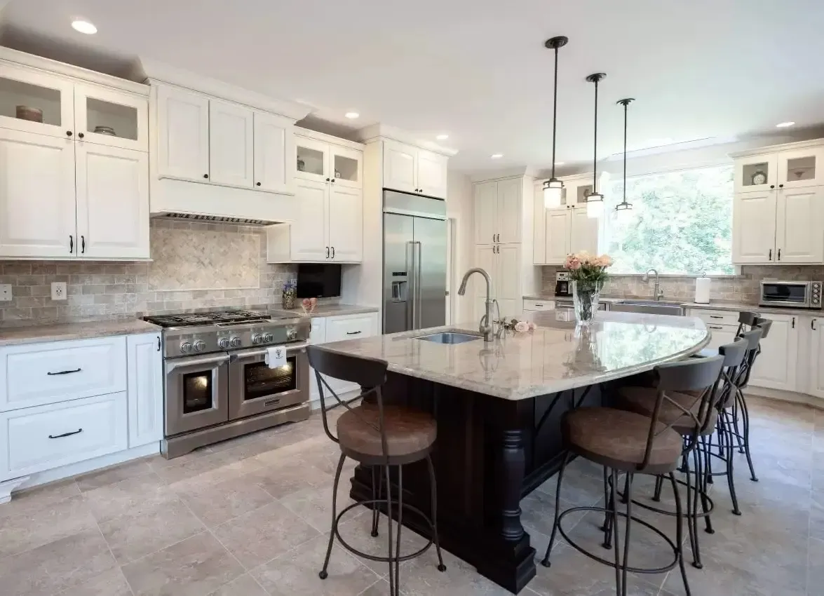 Showplace Parkside Flush Inset white cabinets, Vienna VA transitional kitchen
