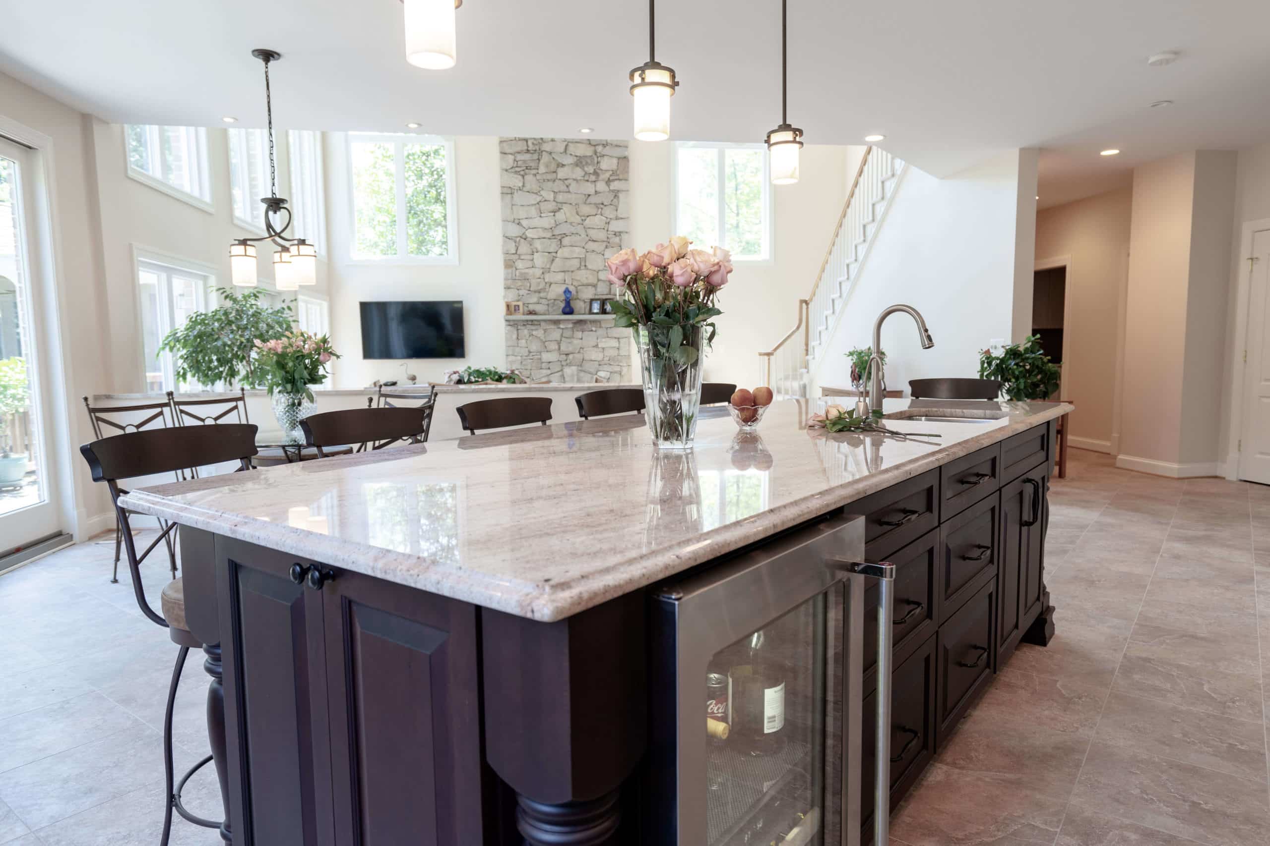 Contemporary kitchen with sleek sink and spacious countertop