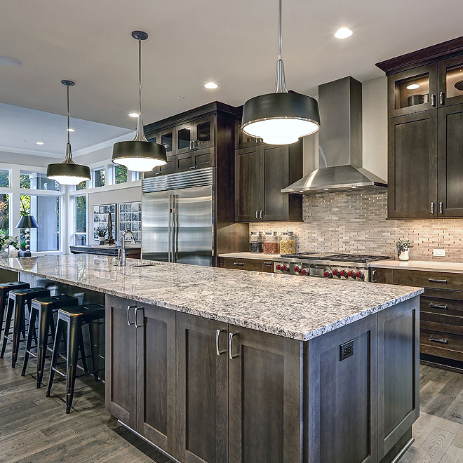 Granite Color Choices 47 Brown Kitchen With Brown Kitchen Cabinets and a countertops