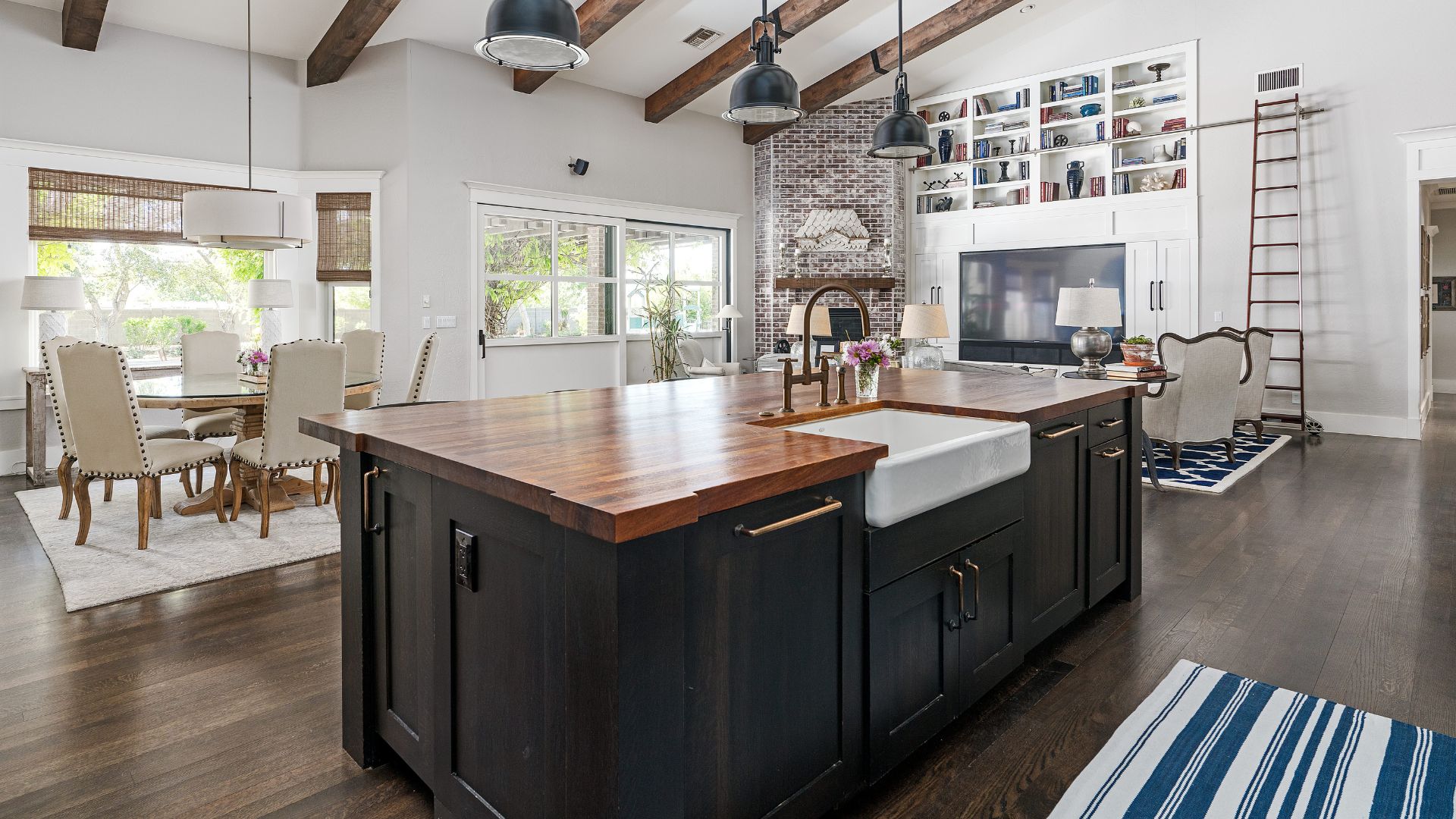 Built In Butcher Block Island With BLACK Cabinets