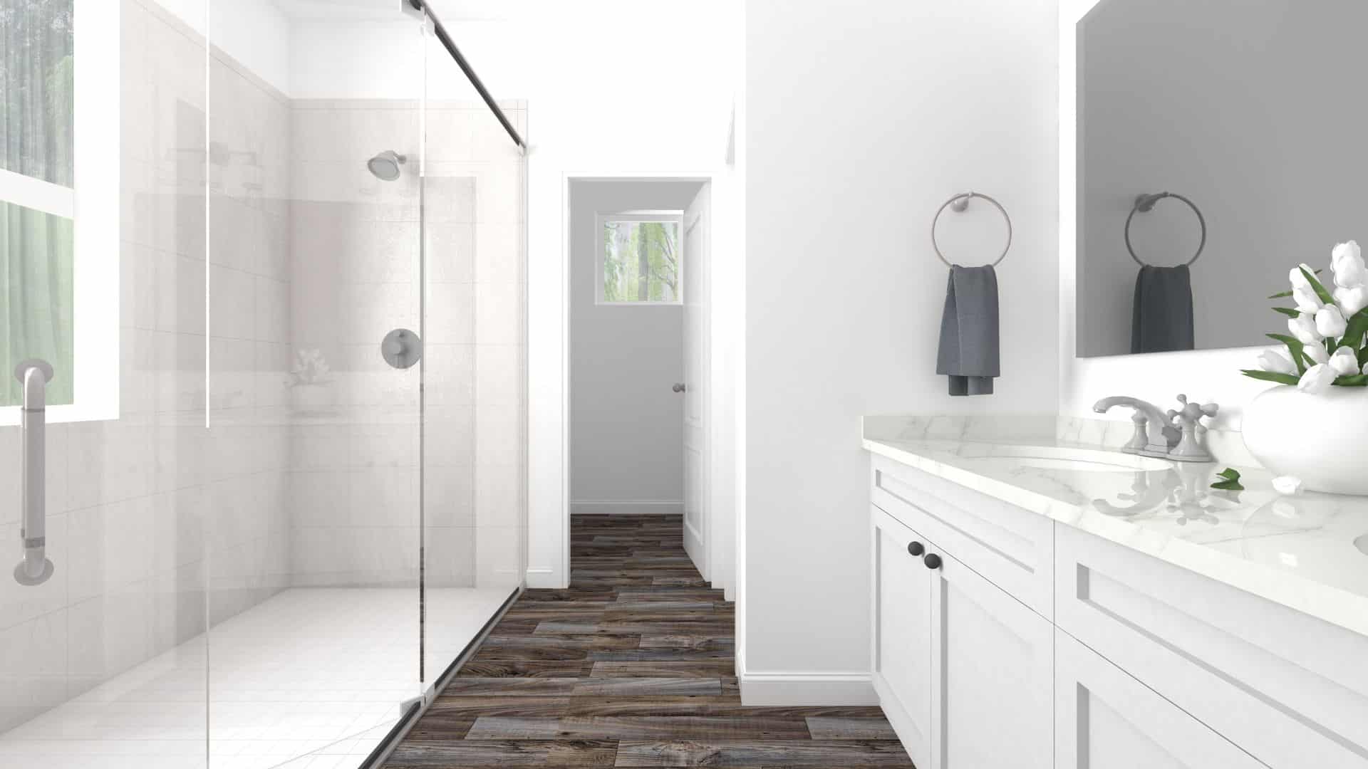 Minimalist Bathroom Vanity With Exposed Decorative Plumbing