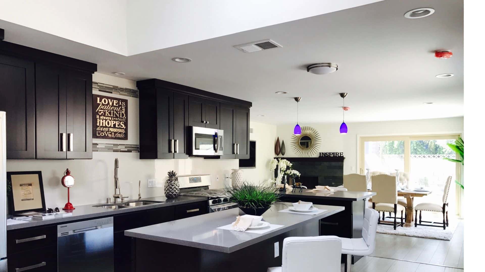 Open Floor Plan With L Shaped Kitchen