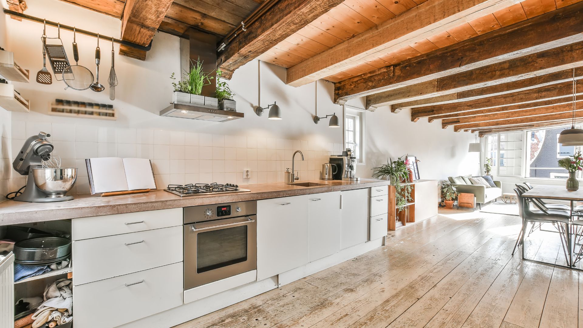 Exposed Structural Material In Country Kitchen Remodeling
