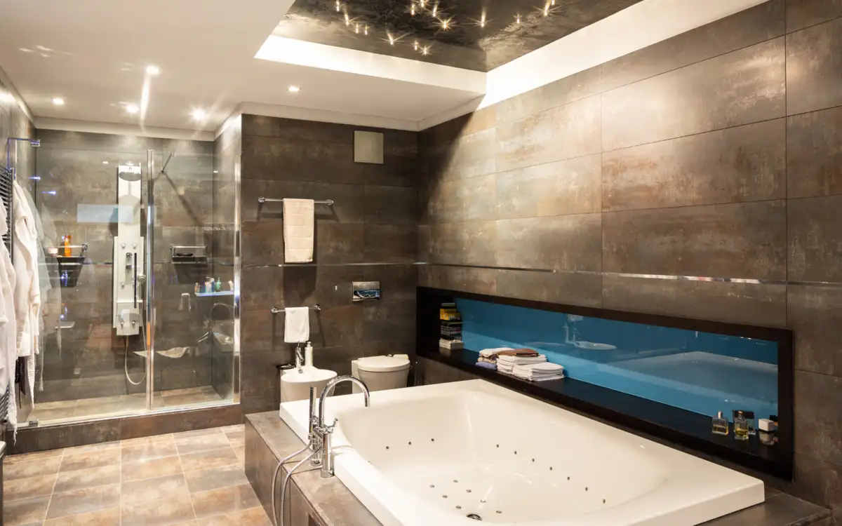 gold color bathroom home located in Chesapeake