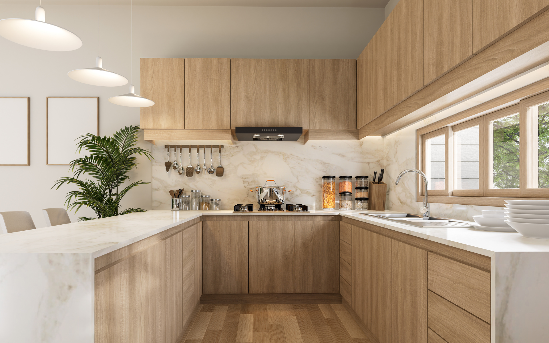 U shaped kitchen