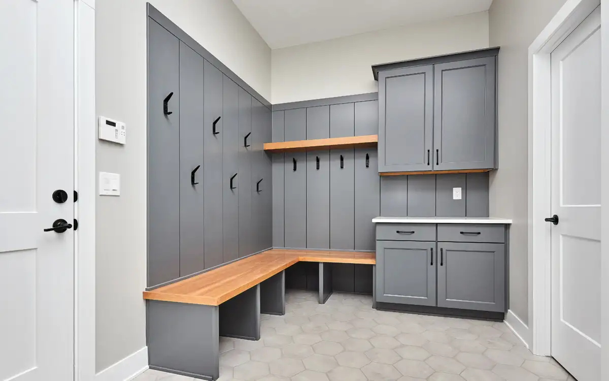 grey mudroom lockers