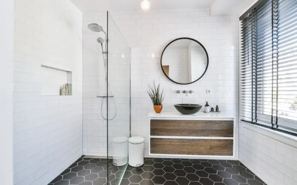 7 Inspiring Bathroom Remodel Before and After Transformations 4 bathroom with stylish hexagon tile