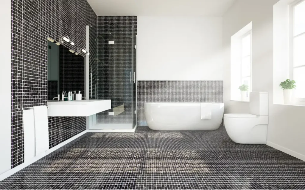 11 Eye-Catching Bathroom Tile Styles 4 black tiles bathroom style