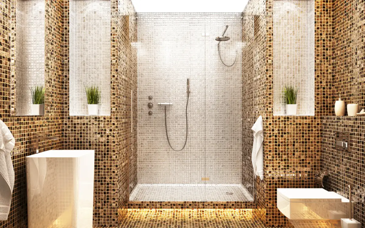Mosaic bath floor tiles