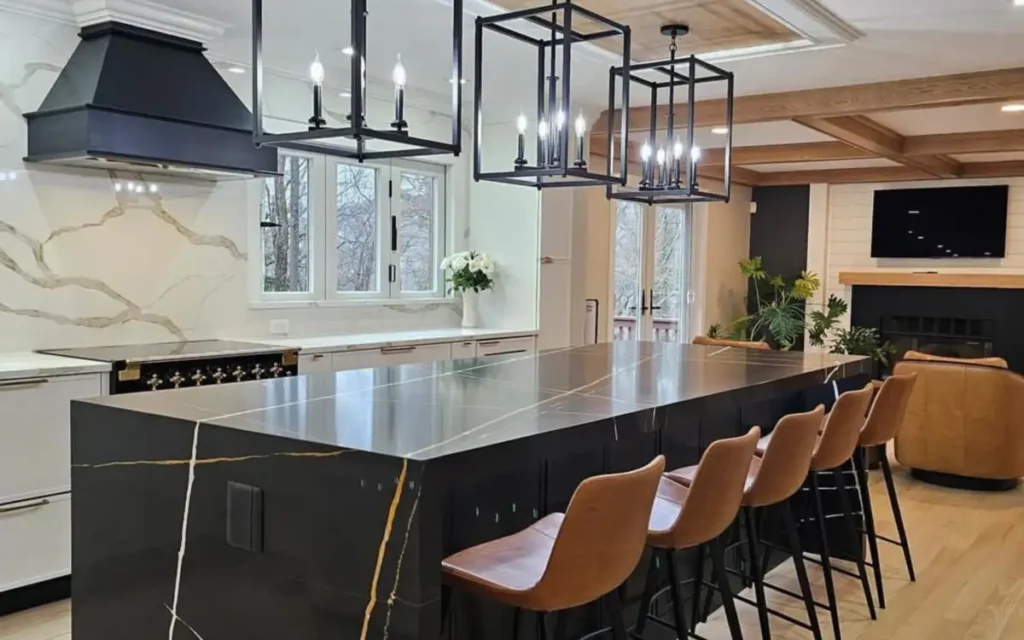 sophisticated black accent kitchen color