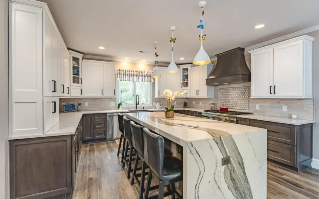 showing what countertops material work best in busy family kitchen in Houston
