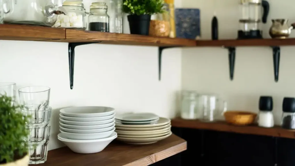 Open Shelves is used in kitchen remodeling project