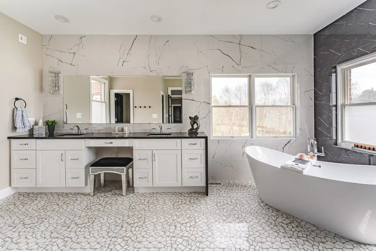 A white kitchen is renovated by Bathroom Remodel Contractors in Virginia