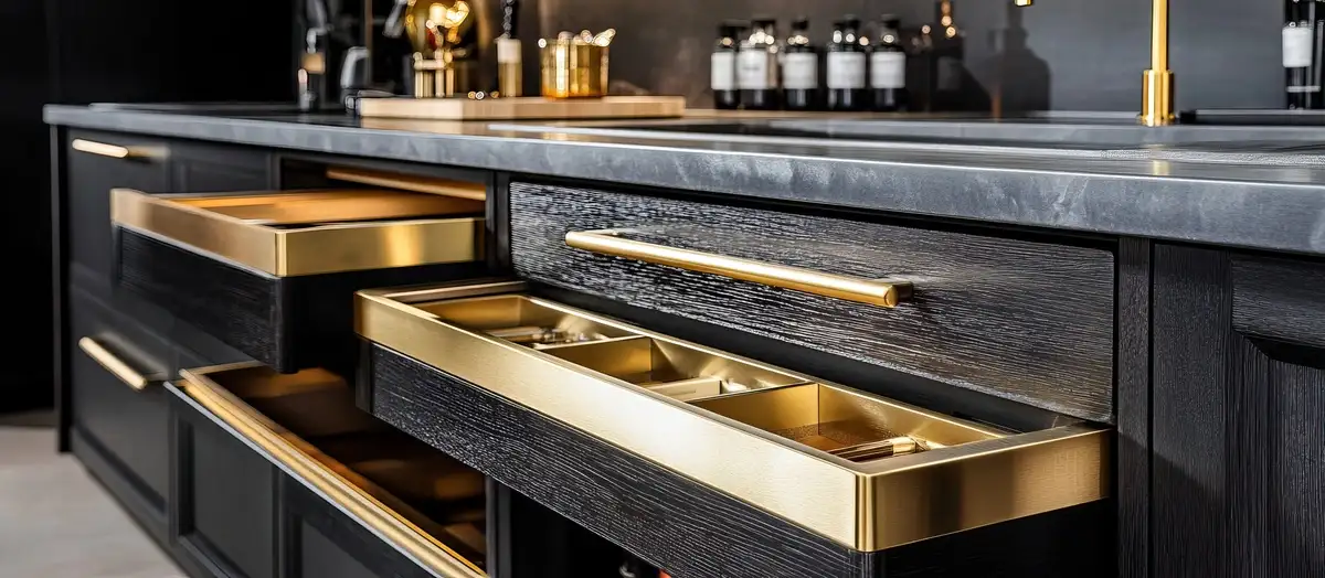 black gold kitchen cabinets design