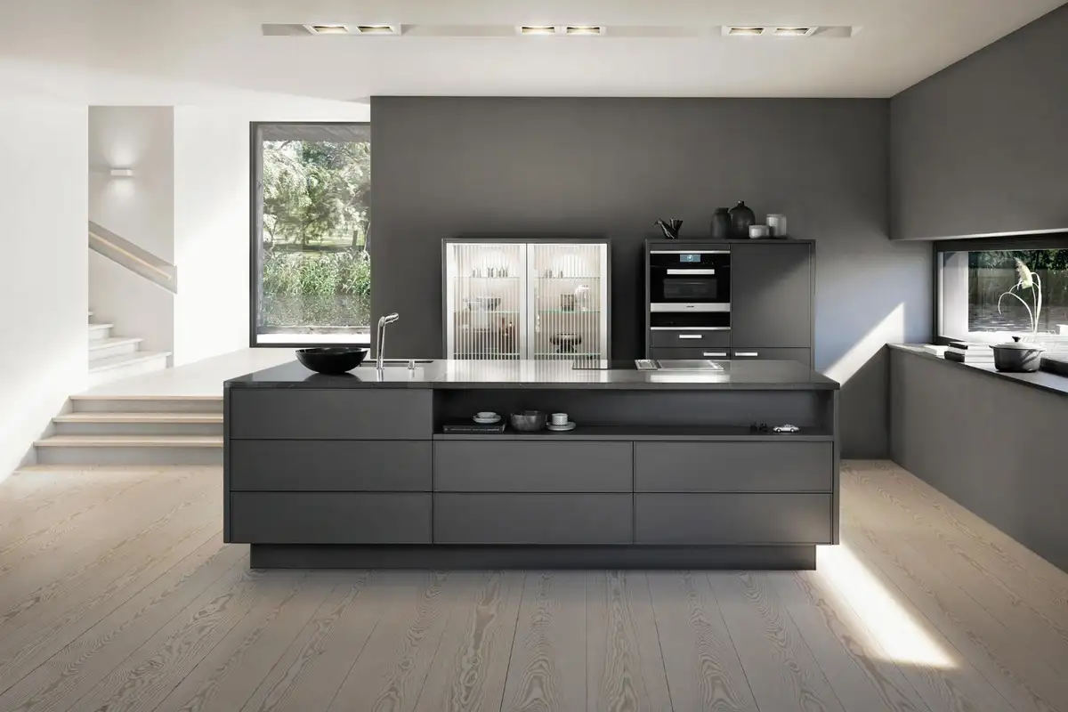 kitchen designed with different tons of grey