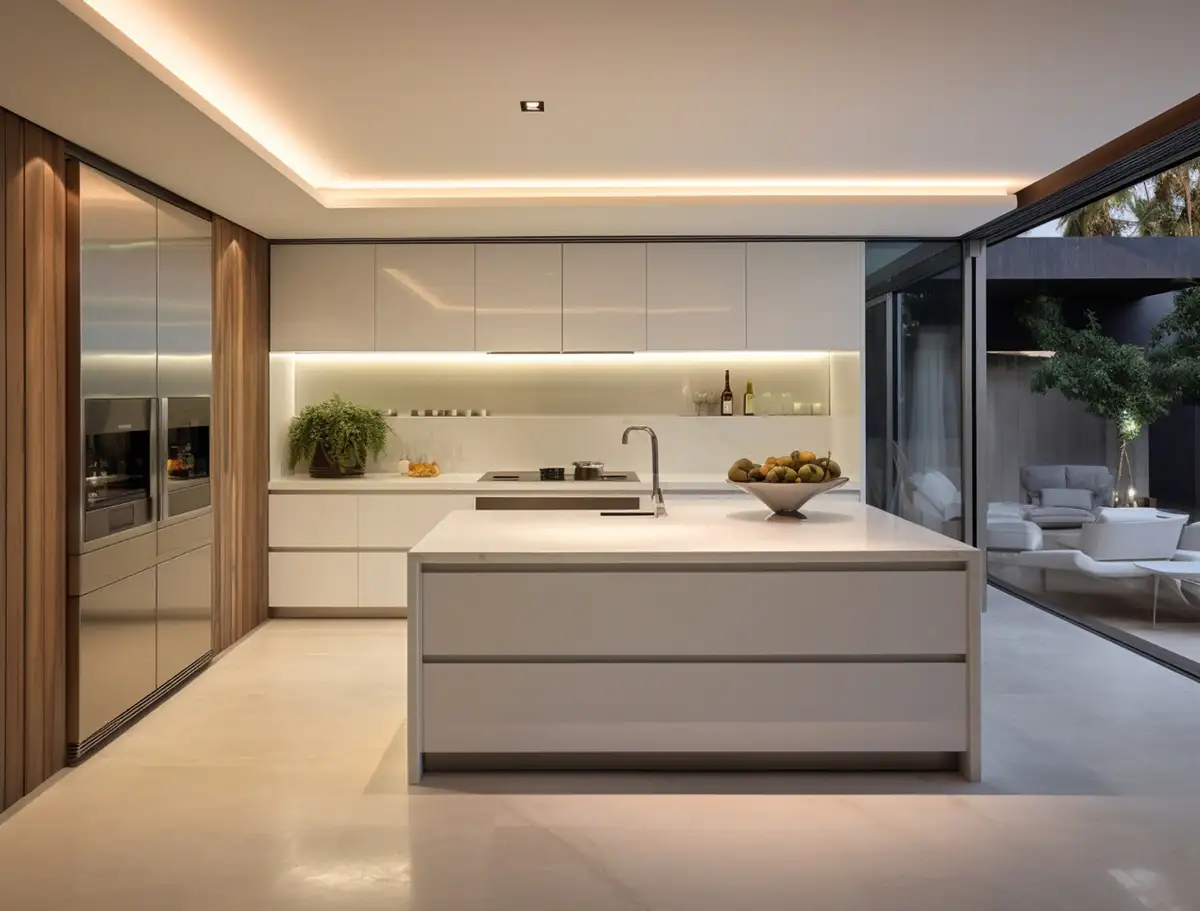 kitchen designed with led lighting under cabinets