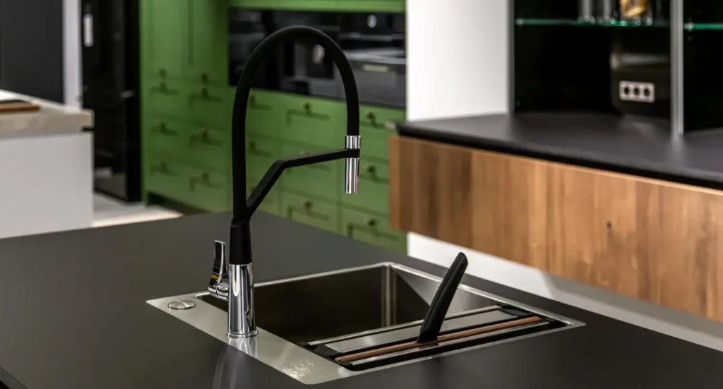kitchen island with modern sink