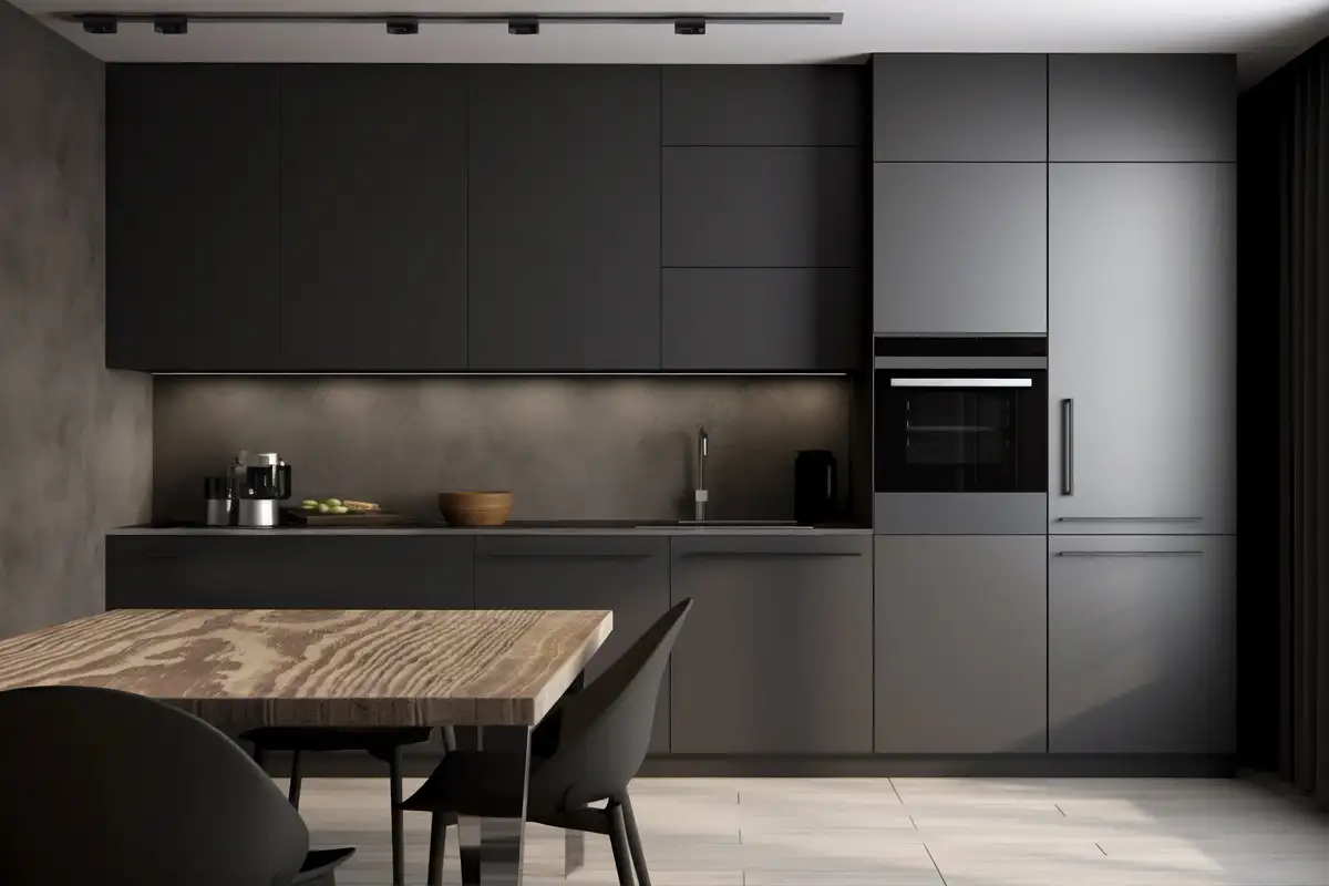 kitchen with anthracite grey cabinets