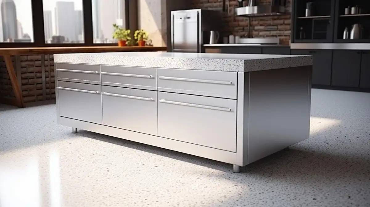 Kitchen with industrial and open shelves