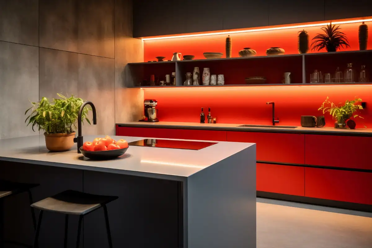 light integrated kitchen cabinets