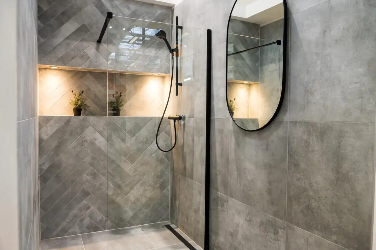 22 Stylish Walk-In Shower Ideas in 2025 17 Modern walk in shower with wall tiles