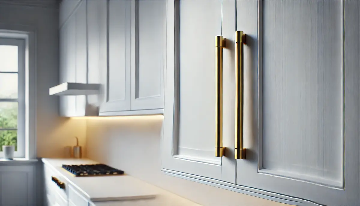 white kitchen cabinets with gold handles