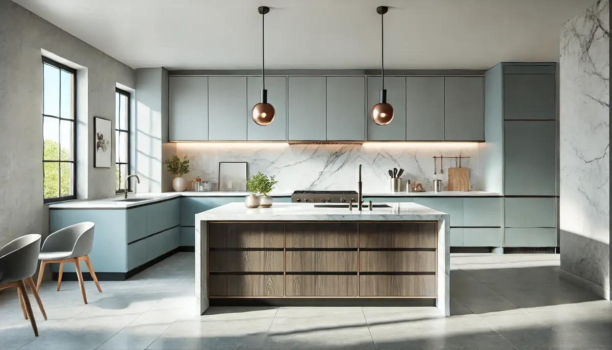 white kitchen with island