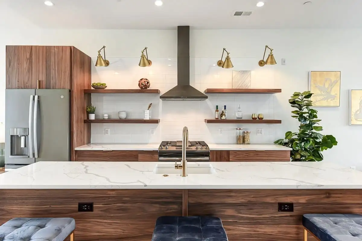 kitchen remodeled with high backsplash to make it look bigger