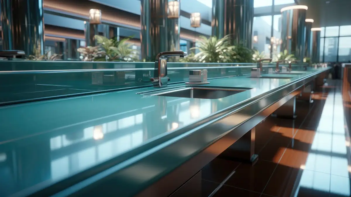 Modern light blue glass countertop