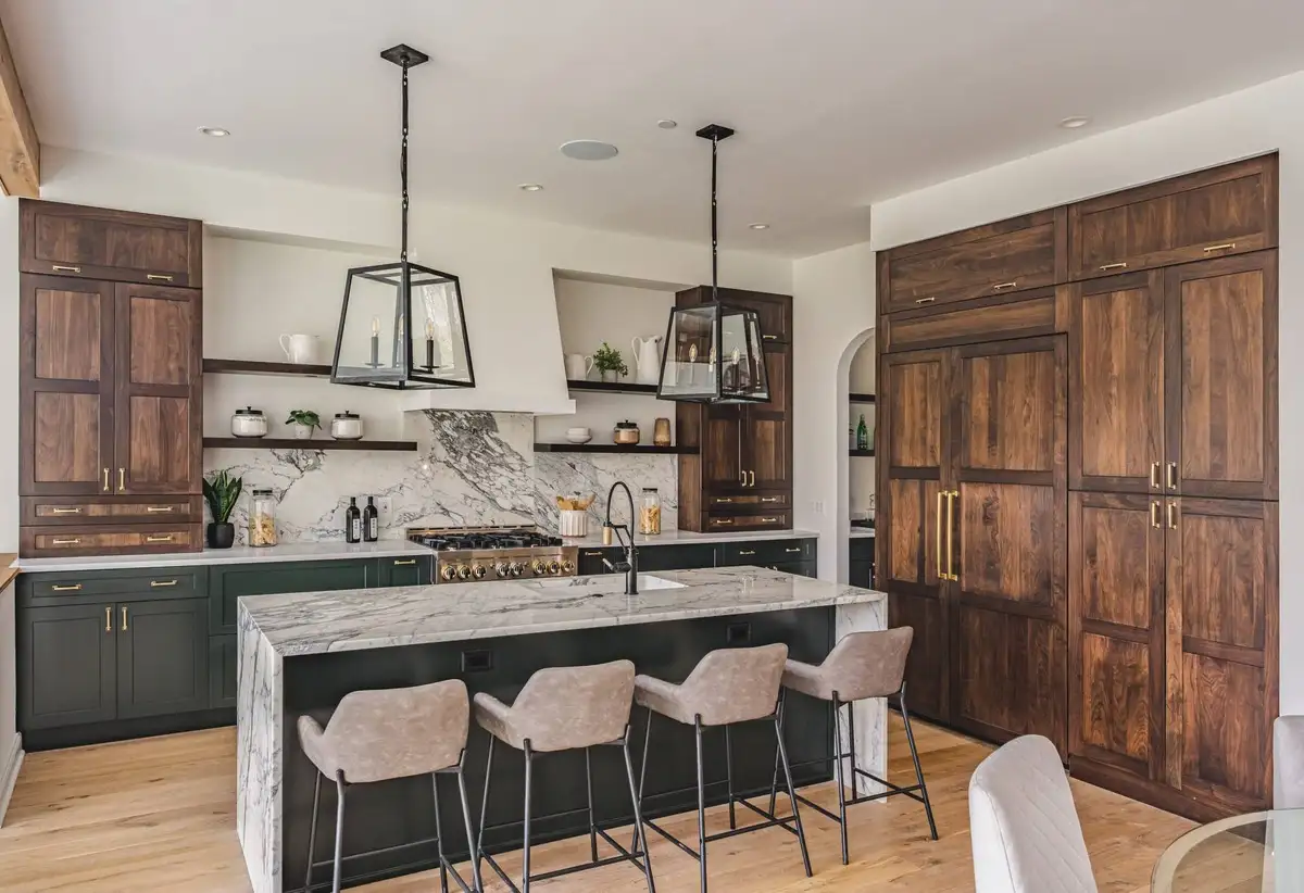 rustic kitchen designed with functional shelves