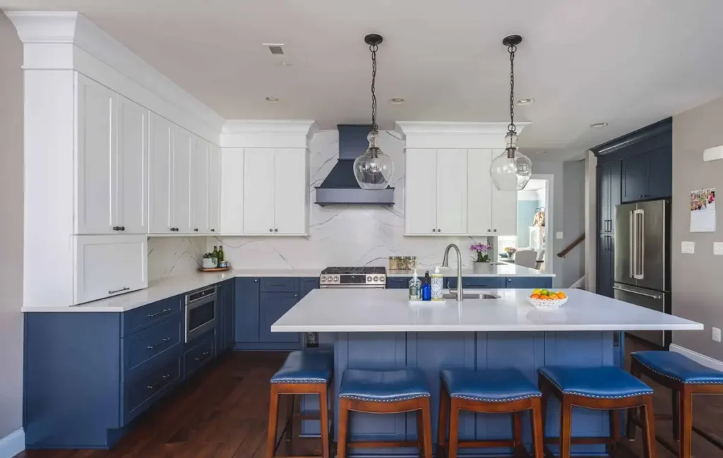 Blue kitchen renovated in Tampa, FL. USA Cabinet Store Expands Kitchen and Bath Remodeling Capacity to Meet Tampa Market Surge