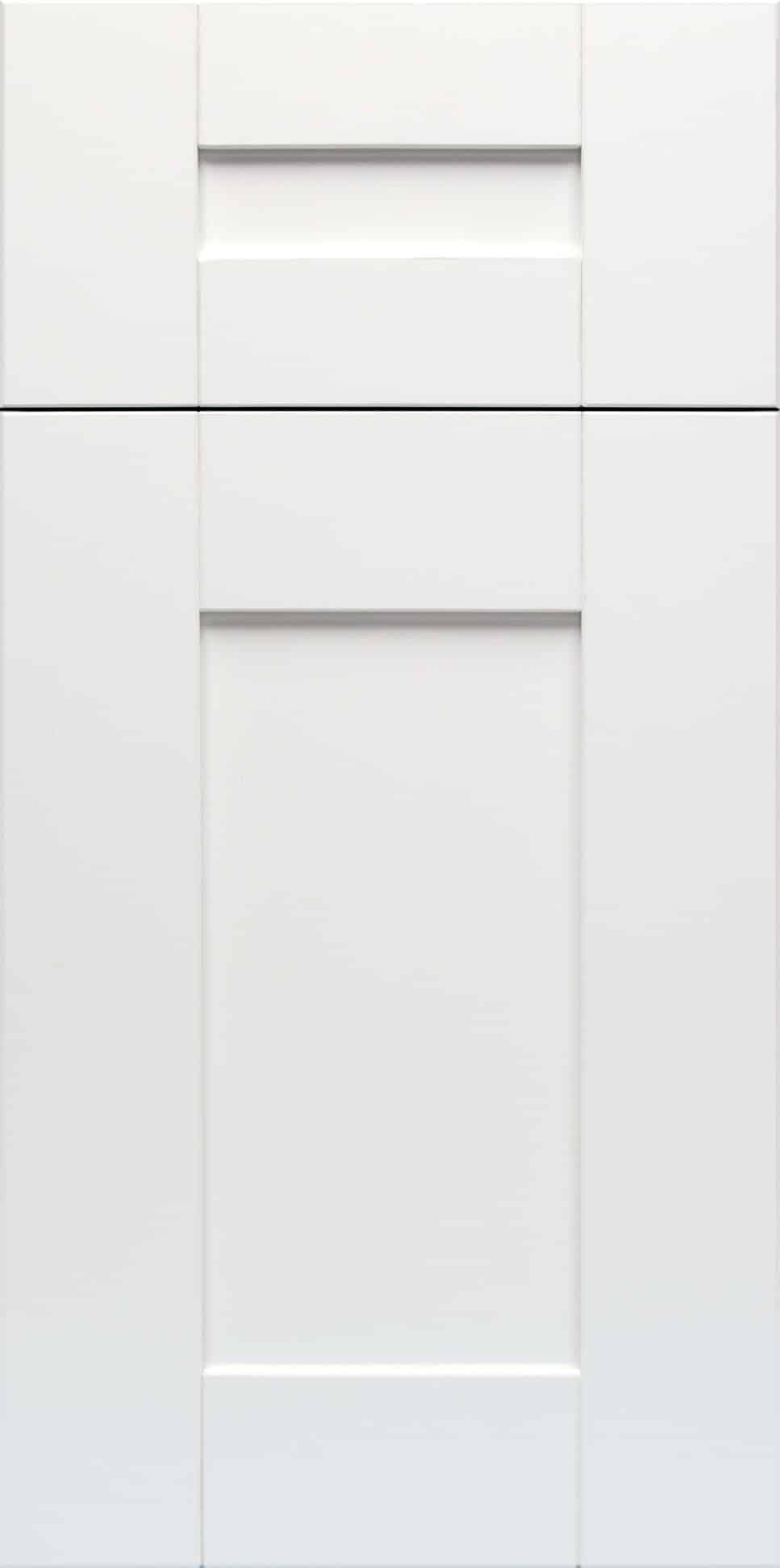 Fairfax Kitchen Cabinets 29 White Hollywood shaker cabinet door and drawer front with a clean recessed center panel.