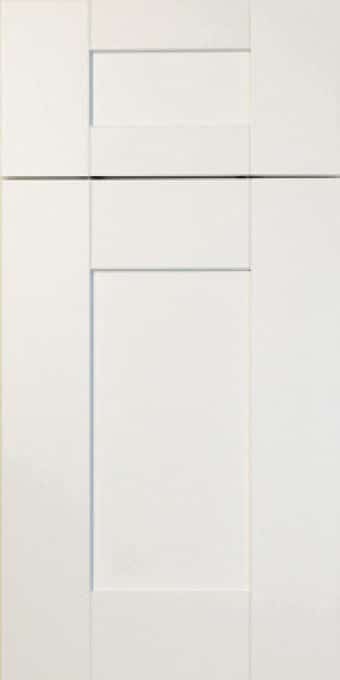 Fairfax Kitchen Cabinets 30 White Jamestown shaker cabinet door and drawer front with a classic recessed center panel.