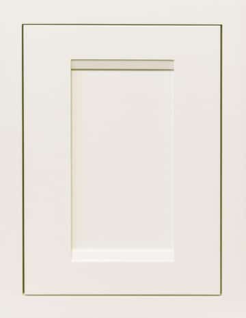 Fairfax Kitchen Cabinets 44 White Sutherland Inset shaker-style cabinet door with a clean recessed panel design.