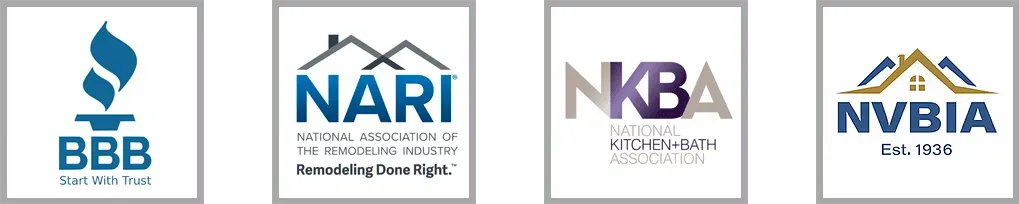 Logo collection of BBB, NARI, NKBA, and NVBIA professional memberships.