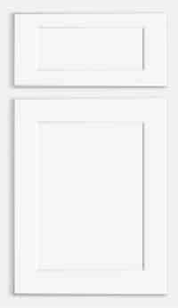 Fairfax Kitchen Cabinets 9 White Discovery Frost shaker cabinet door and matching 5-piece drawer front.