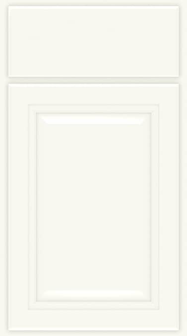 Fairfax Kitchen Cabinets 21 White Fremont cabinet door with a classic raised center panel and matching slab drawer front.
