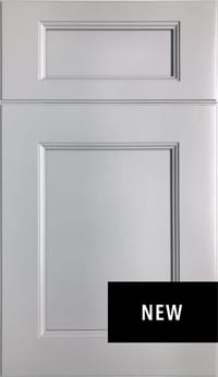 Fairfax Kitchen Cabinets 6 Medium gray Fusion Nickel shaker cabinet door and matching 5-piece drawer front with recessed panel.
