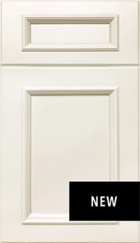 Fairfax Kitchen Cabinets 7 Cream-colored Imperio Dove cabinet door and 5-piece drawer front with intricate mitered detailing.