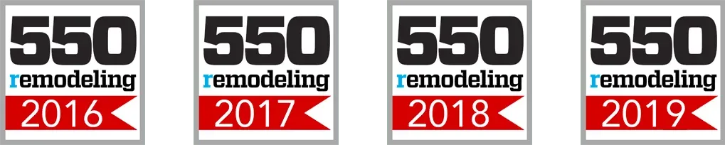 Remodeling 550 award badges for 2016, 2017, 2018, and 2019.