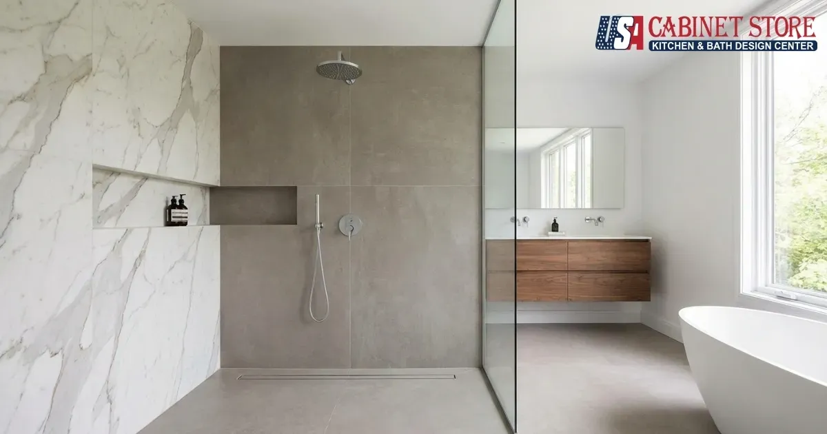 Essential Guide to Standard Shower Sizes for Optimal Bathroom Design 2026 28 Minimized-Grout-Lines-and-Large-Format-Tiles
