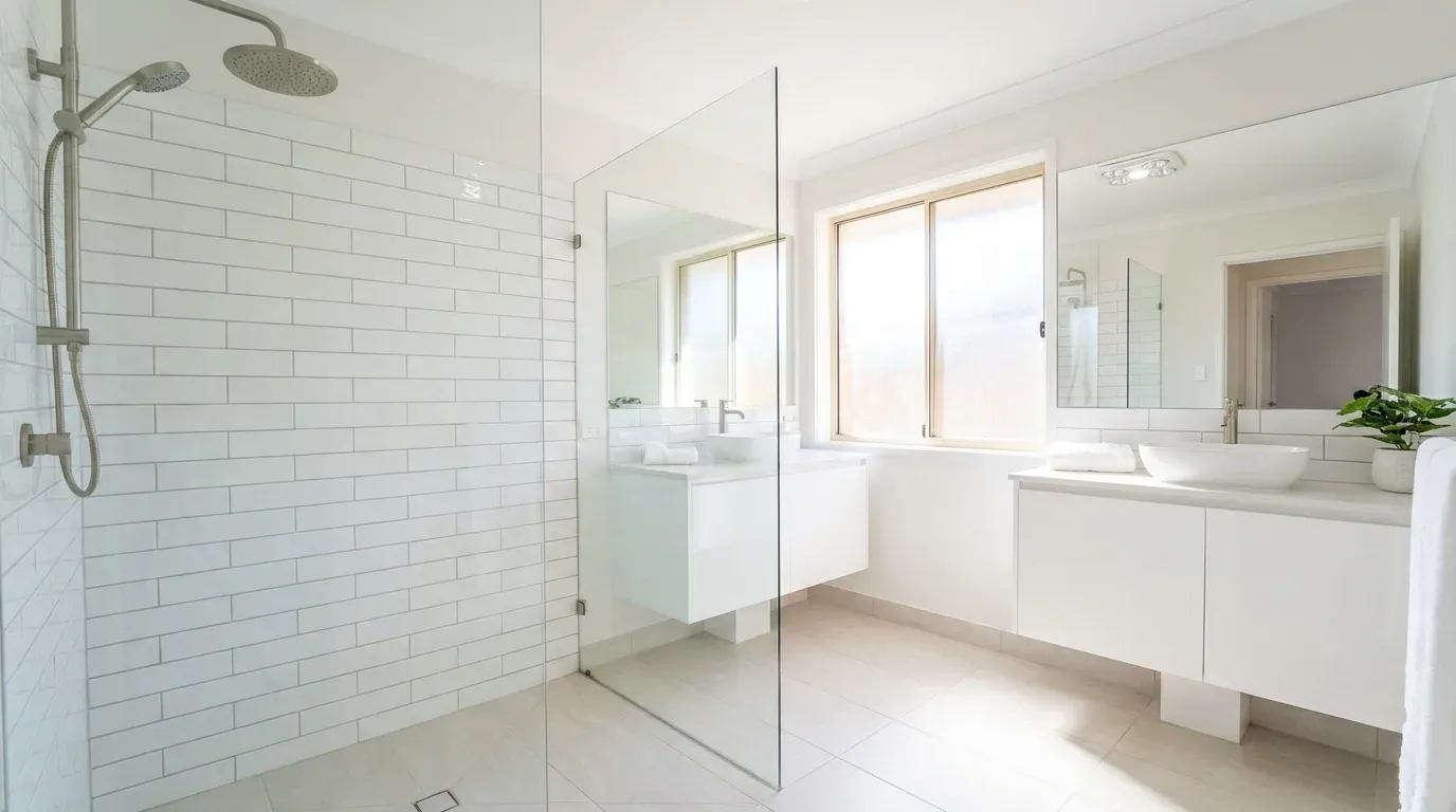 Walk-In Shower Installation in Orlando: Pros, Costs, and 2026 Ideas 17 small-bathroom-frameless-glass-walk-in-shower-orlando-winter-park-guest-bath-usa-cabinet-store